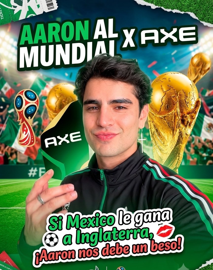 barbiercuryteam's tweet photo. 🚨TENDENCIA 

AARON AL MUNDIAL X AXE
#Hueledelujo

¿Ustedes que harian si Mexico gana hoy? https://t.co/F9i6QbRZ4r
