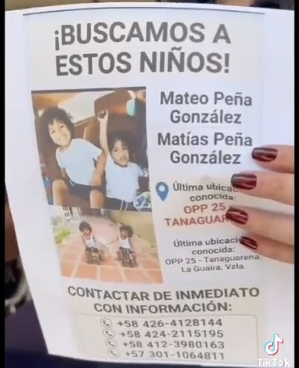 Bitacora58news's tweet photo. #URGENTE 

Los Morochos Matias y Mateo Peña estan desaparecidos desde el #25Jun luego de ser rescatados por socorrista que asegura que fueron trasladados hacia el Seguro Social de La Guaira y luego fueron enviados a Caracas.

El llamado es al personal de Salud y voluntarios si han visto a estos niños sus familiares los estan buscando.

Los padres estan consternados.