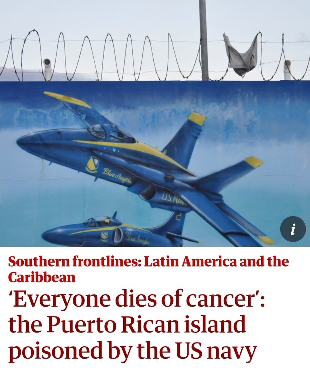 ldejesusreyes's tweet photo. "Todo el mundo muere de cáncer": la isla puertorriqueña envenenada por el Ejército de Estados Unidos

"Los expertos sugieren que la causa principal podría ser la contaminación del suelo y del agua con metales cancerígenos en una parte de la isla que estuvo ocupada por el ejército estadounidense hasta 2003."