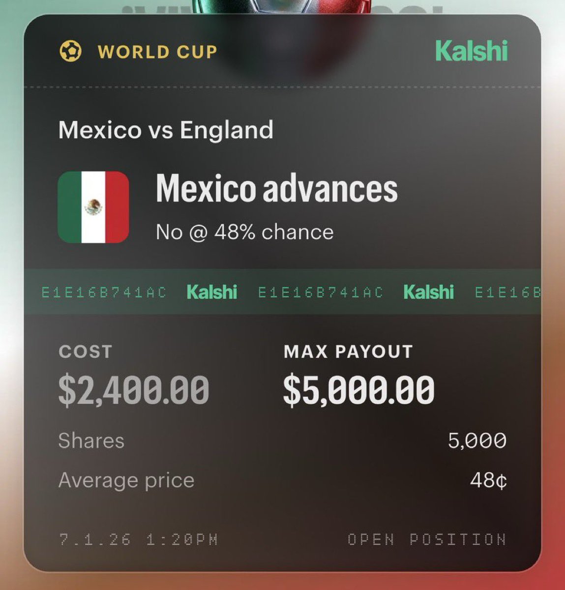r_jabro's tweet photo. in case it’s not glaring obvious what a mispricing this is let me explain.

john doe and his friends all want to bet mexico. sally sharp and her crew run out of money providing a fair price to john doe and friends. where does price go? https://t.co/KWEbf1XOL1