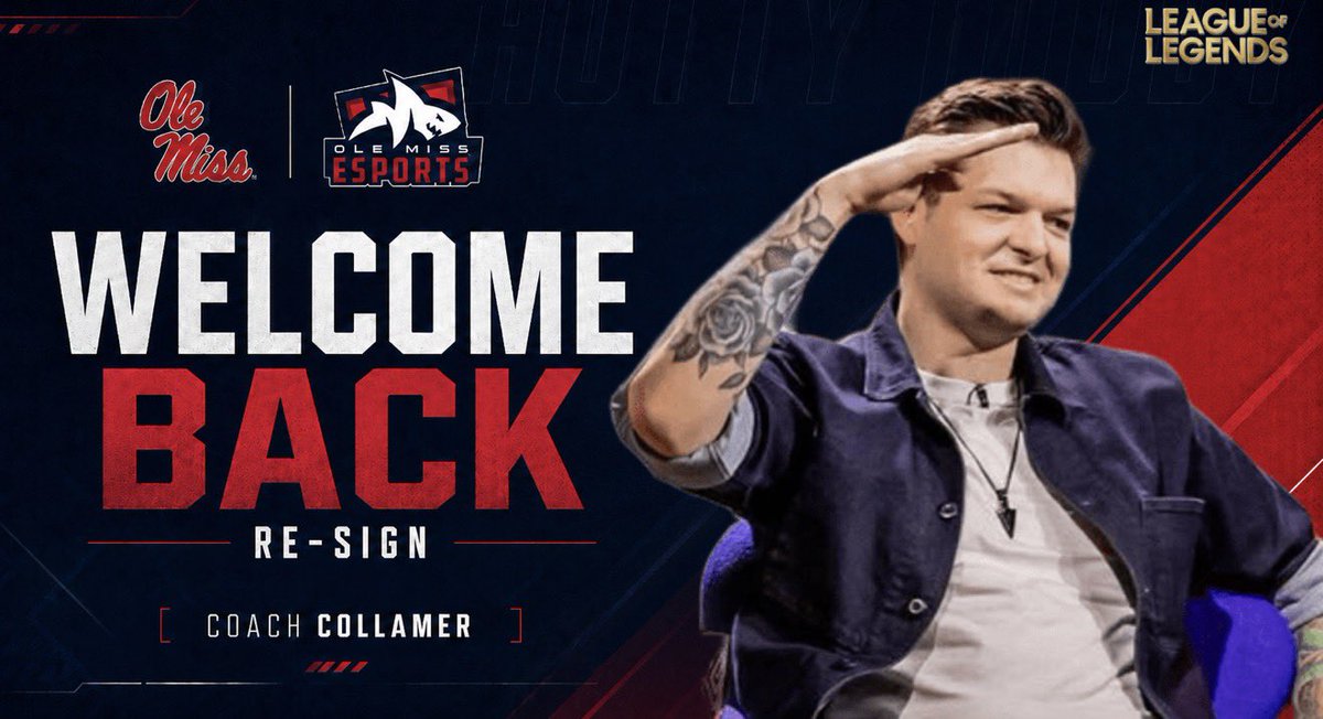 olemissesports's tweet photo. Locked in and ready to run it back ! ๐๐จ
Help us welcome back @BCollamer as he takes our League of Legends roster for another massive season!
#OME #Landsharks #UM https://t.co/hzWWWs0ntH