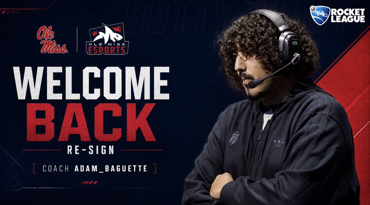olemissesports's tweet photo. Run it back with the best ! ๐ค๐ฆ
The Landsharks are ecstatic to welcome back @adam_baguette for the upcoming Rocket League season!
#OME #Landsharks #UM https://t.co/kM3oPukILD