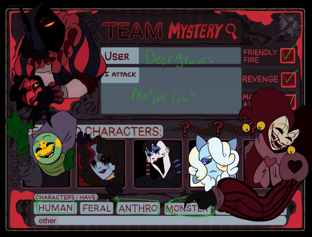 _DeerGraves_'s tweet photo. I want to do some shipart with my silly ocs or others ocs, gimme your artfight profiles pretty please <3
#artfight #artfight2026 https://t.co/LWkuXVn9Q0