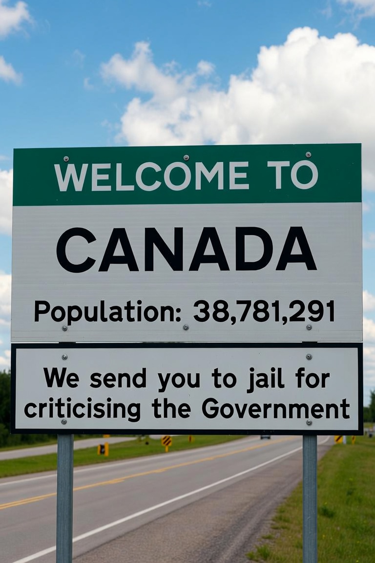 TruthFringe's tweet photo. This is what the new signs at the border will say.

#BillC22
#cdnpoli https://t.co/ubF3xawZpJ