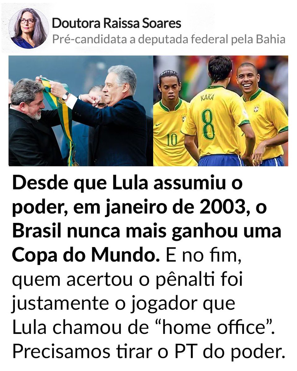 draraissasoares's tweet photo. O país precisa reencontrar o caminho das vitórias, dentro e fora de campo. 🇧🇷 https://t.co/ivVS78cPnx