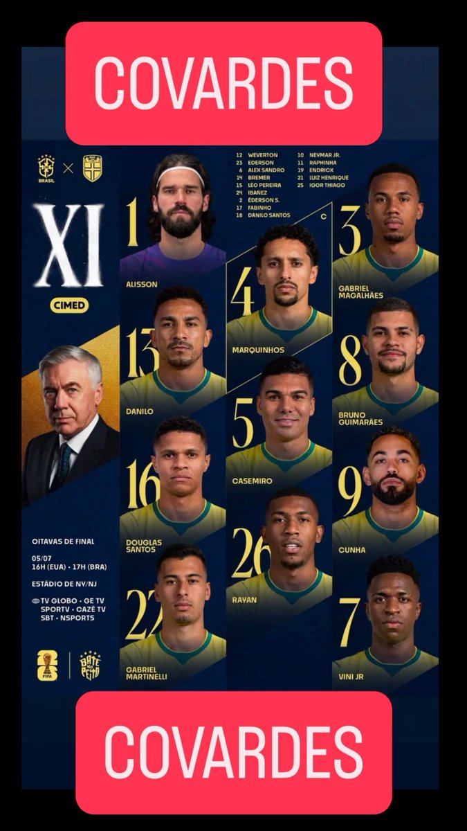 MathFassini's tweet photo. SELEÇÃO BRASILEIRA DE 2026

A VERGONHA DO BRASIL https://t.co/KypOm87aBA