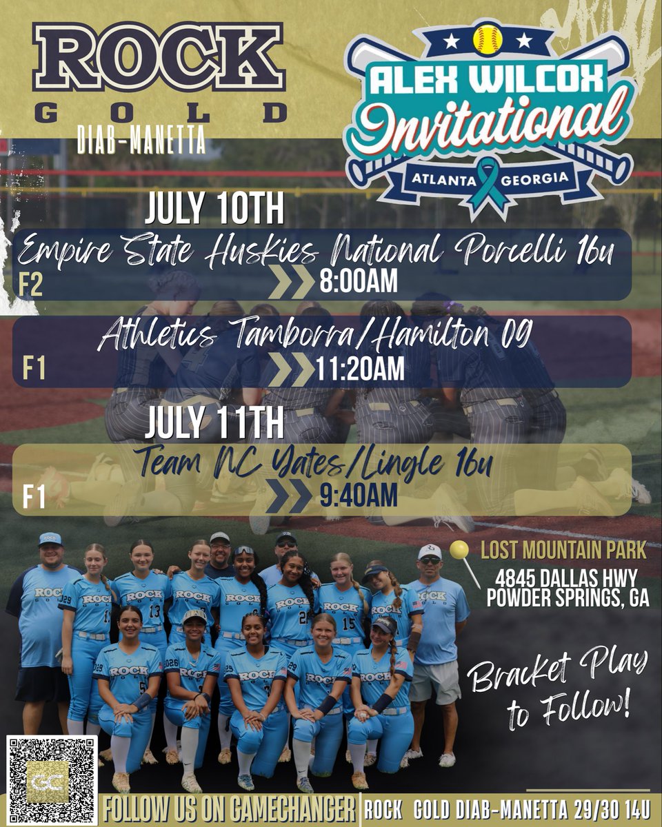 RGDiabManetta's tweet photo. Atlanta, we’re up next. 
Rock Gold Diab-Manetta 29/30 heads to the Alex Wilcox Invitational this week, ready to compete against some of the nation’s best.

Follow along on GameChanger and wish our girls luck! 💙💛
#RockGold #AlexWilcoxInvitational #RoadToRecruiting #GoldStandard https://t.co/AoPyqNelEH