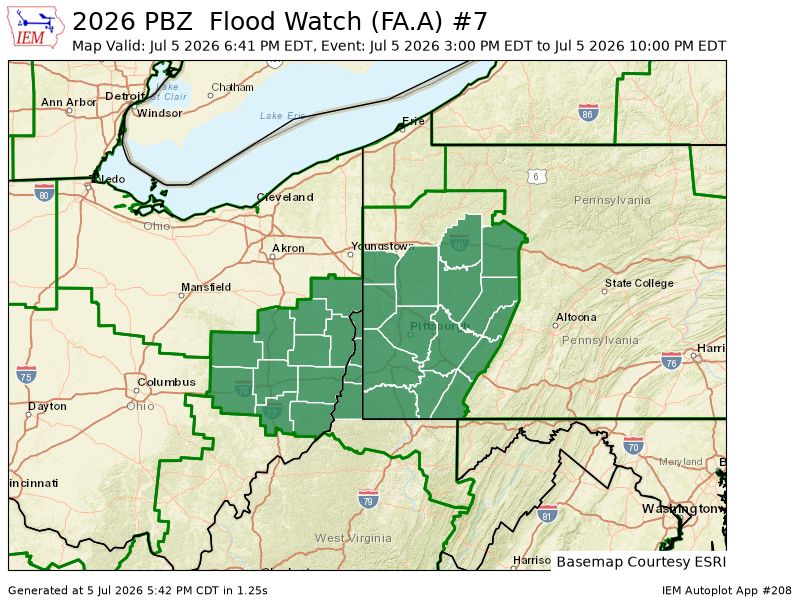DynamicWx_OH's tweet photo. PBZ updates Flood Watch (cancels 2 zones, expands area to include 11 zones, continues 19 zones) till Jul 5, 10:00 PM EDT https://t.co/CAQVKQhbSW https://t.co/CmagfXbX12