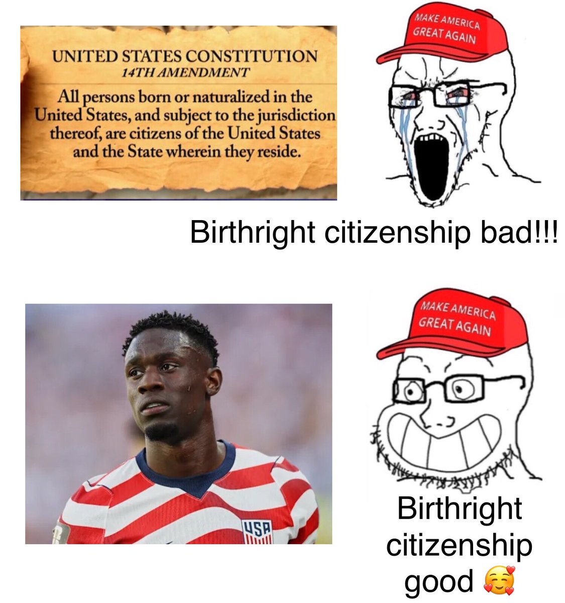 marionumber4's tweet photo. MAGA morons when birthright citizenship: https://t.co/FjxuyOXxvn