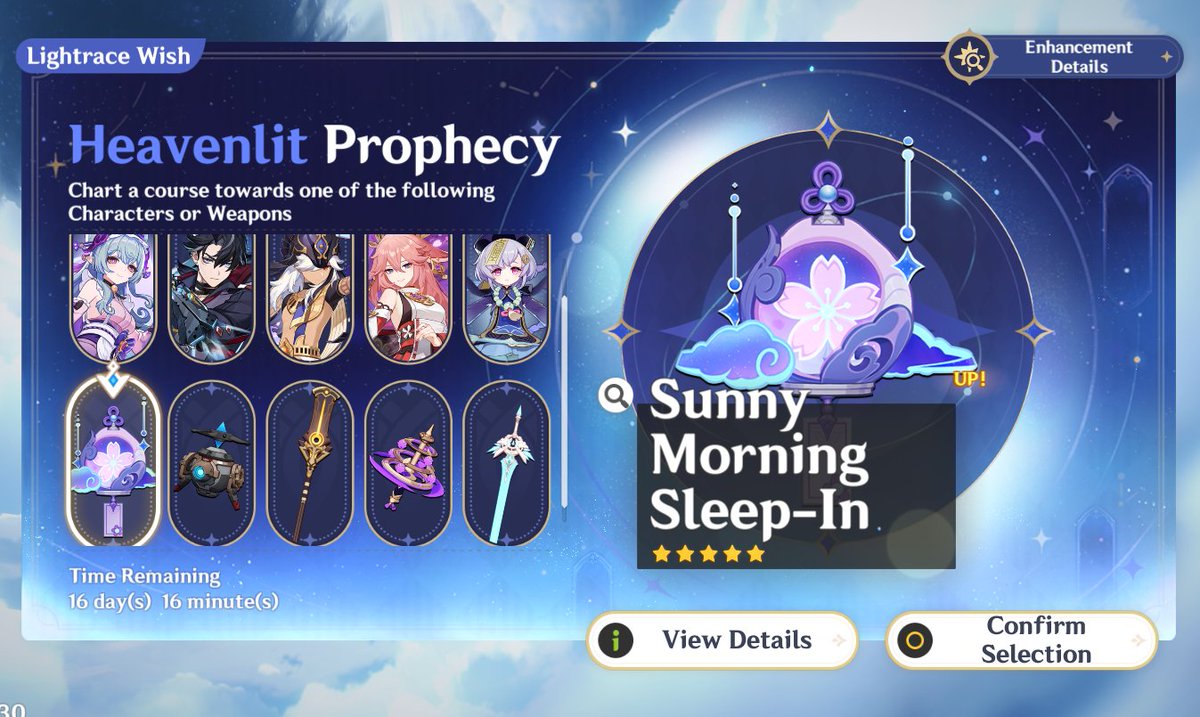 zajef77's tweet photo. With YumeGlorp Glorp constellations being available from the yearly standard selector, as of V1, the most meta pull on the Lightrace Wish might just be this and I don't know how I feel about it (I do know I feel very amused) https://t.co/4hdf15eewq