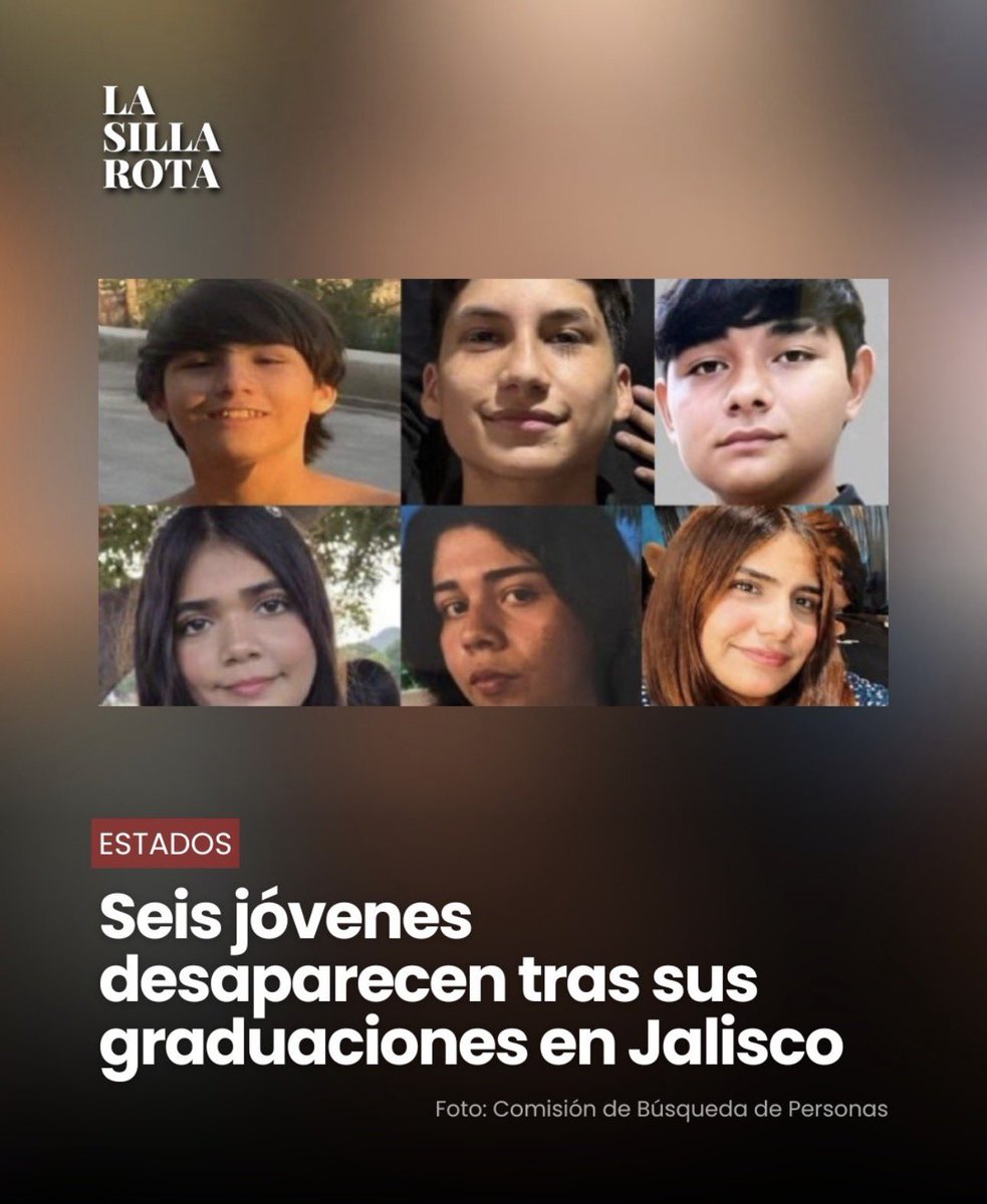 AdrianaDavilaF's tweet photo. Otros 6 jóvenes desaparecidos tras festejar sus graduaciones en Jalisco. 

Pero Claudia está más preocupada por saber quién se llevó al ‘Mayo’ Zambada a EE.UU. 

@lasillarota https://t.co/Jn9UaAnWNT