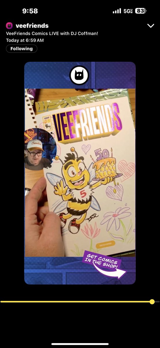 mr0ct0's tweet photo. Well… The time has come….🥹
Soo.. If you don’t know, this is a sketch cover done by @djcoffman !! He drew it on the release day of comic book #8! Which also happened the be on…. @garyvee 50th Birthday, hints Garybee holding the Cake with 5 0 on it! 🤯🐝🎂

It’s up for sale🤦‍♂️ https://t.co/vIMyc64E91