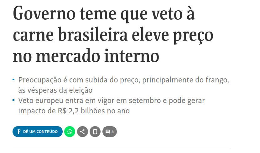 ocafezinho's tweet photo. Ah tá, faz sentido. 

Europa reduz importação de carne brasileira, sobra mais carne nos frigoríficos, estoques e oferta sobem, e o resultado é que... os preços... sobem. 

A quem  serve vender essa inversão da realidade? 

Aos oligopólios de carne, naturalmente. 

A lei de oferta e demanda, até onde eu sei, não foi revogada, e portanto é mais provável que o preço caia!