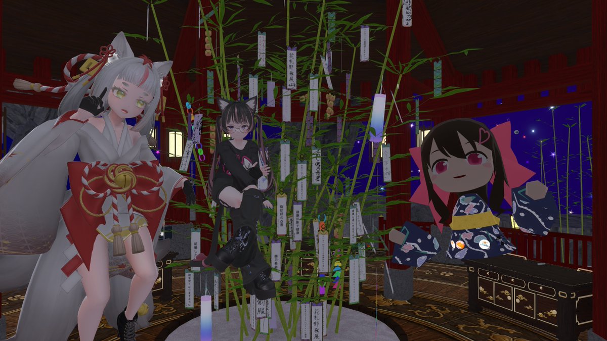 litalita9764629's tweet photo. #questラジオ体操部 2302回
#Resoniteラジオ体操部 970回
①#CreatorJam 炎
②#どこでもラジオ体操 七夕ワールド
③今朝の二人
④いつもの集合写真 フルアバターで参加!
昨日の #七夕演奏会2026 は80人フルインスタンスになりました。お越しくださり誠にありがとうございました。 https://t.co/C2nRl3DXS3