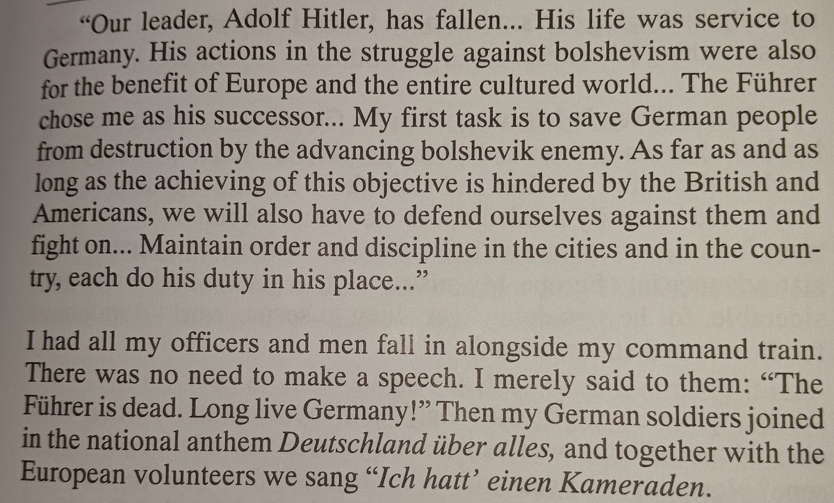 Siegfried881's tweet photo. The speech Grossadmiral Dönitz, the last Führer of the German Reich, gave towards the end of the war.

The European SS fought to the end https://t.co/rxg7JT6pww