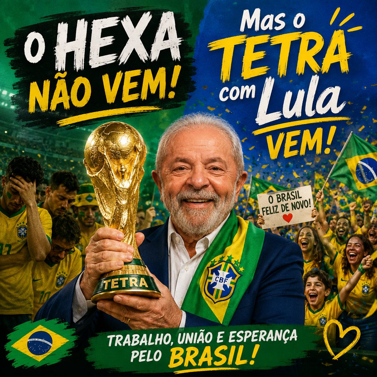 CruzEd4's tweet photo. @FlavioBolsonaro @MafinhaBarba O HEXA não vem!
Mas o TETRA com Lula vem!
🇧🇷..  
#LulaTetra2026 https://t.co/a3qjp25Jkq