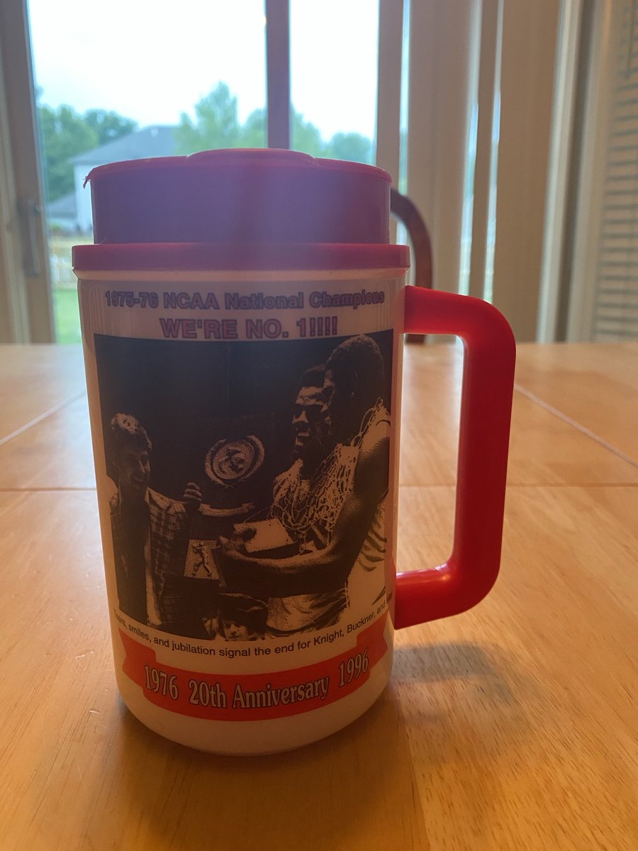 SidelineSwami1's tweet photo. My wife golfed with our youngest son today and it was her first time on the links since she was pregnant with our oldest son in July of 1997. This IU mug was inside her bag on that day; the mug commemorates the ‘76 team’s undefeated season on its 20th anniversary. Time flies! https://t.co/UeS2VHeBuX