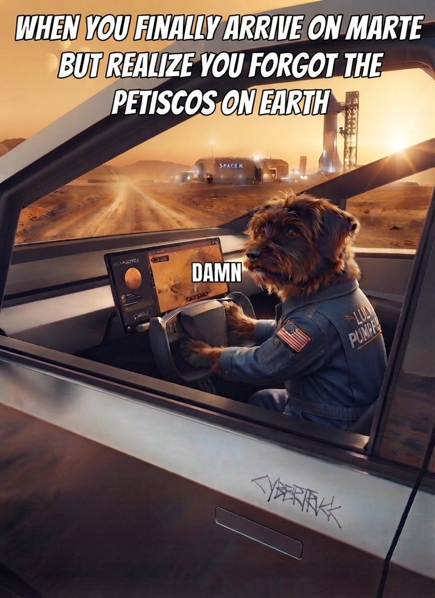 romuloplpf's tweet photo. You're the first dog on Mars and you realize you forgot your favorite treats on Earth. The face of regret is real. 🤦♂️🚀 #FirstDogOnMars #SpaceX #Cybertruck #Luly https://t.co/fFwfKimYtT