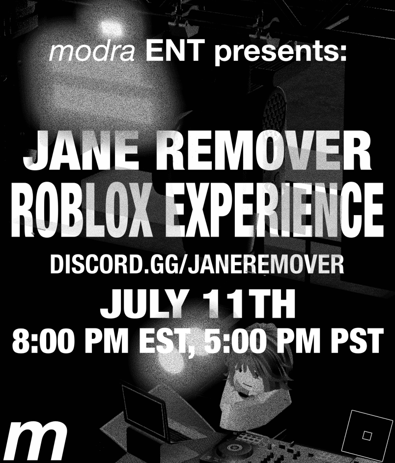 jrdailyupdates's tweet photo. A Roblox concert listening party for Jane Remover will be held July 11th at 8:00PM EST, come join us! 🔥 https://t.co/nXwBoWg7T4
