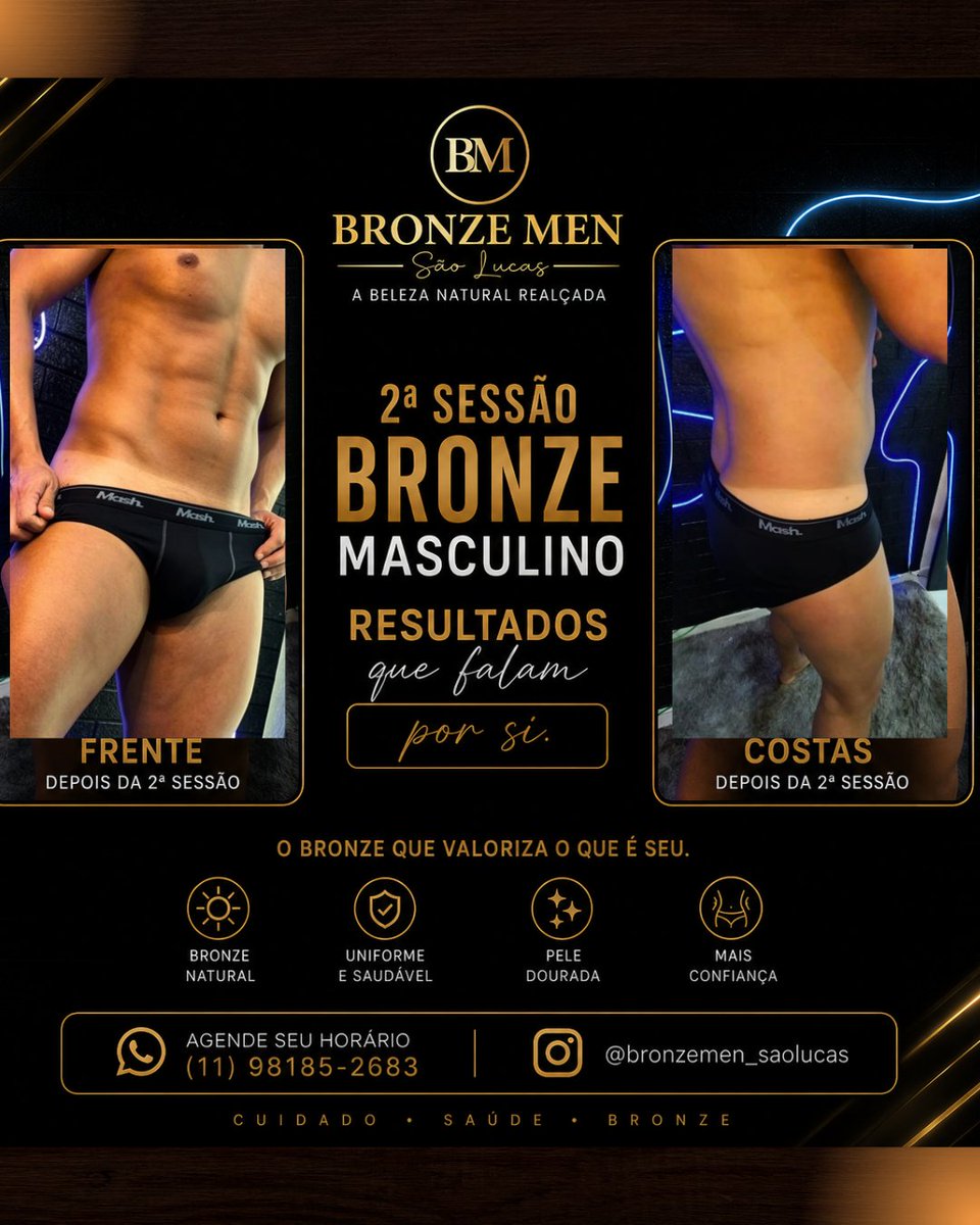 BronzeMen_SL's tweet photo. 🔥 Resultado real da 2ª sessão!

Bronze natural, pele uniforme e marquinha impecável. 😎☀️

Agende seu horário e descubra a sua melhor versão.

📲 @bronzemen_saolucas #BronzeMasculino #BronzeMen #MarquinhaPerfeita #BronzeNatural https://t.co/P1VKY9mkra