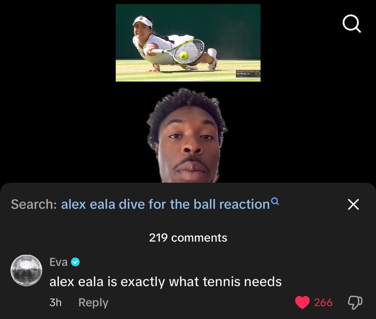 forL_H_A's tweet photo. ariana what are you doing here?? 😭😭

eva lys is such a supportive bestie she commented under a content creator talking about alex eala and iga swiatek match agshdjdjd https://t.co/1mZpirzmPB