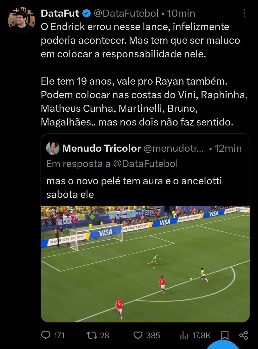 SantosOpressivo's tweet photo. Neymar faz o gol: não fez nada, culpado pela eliminação 

Endrick perde um gol claro: a culpa não foi dele, tadinho

ISSO É DATA FUT https://t.co/P1yKj1BzTC