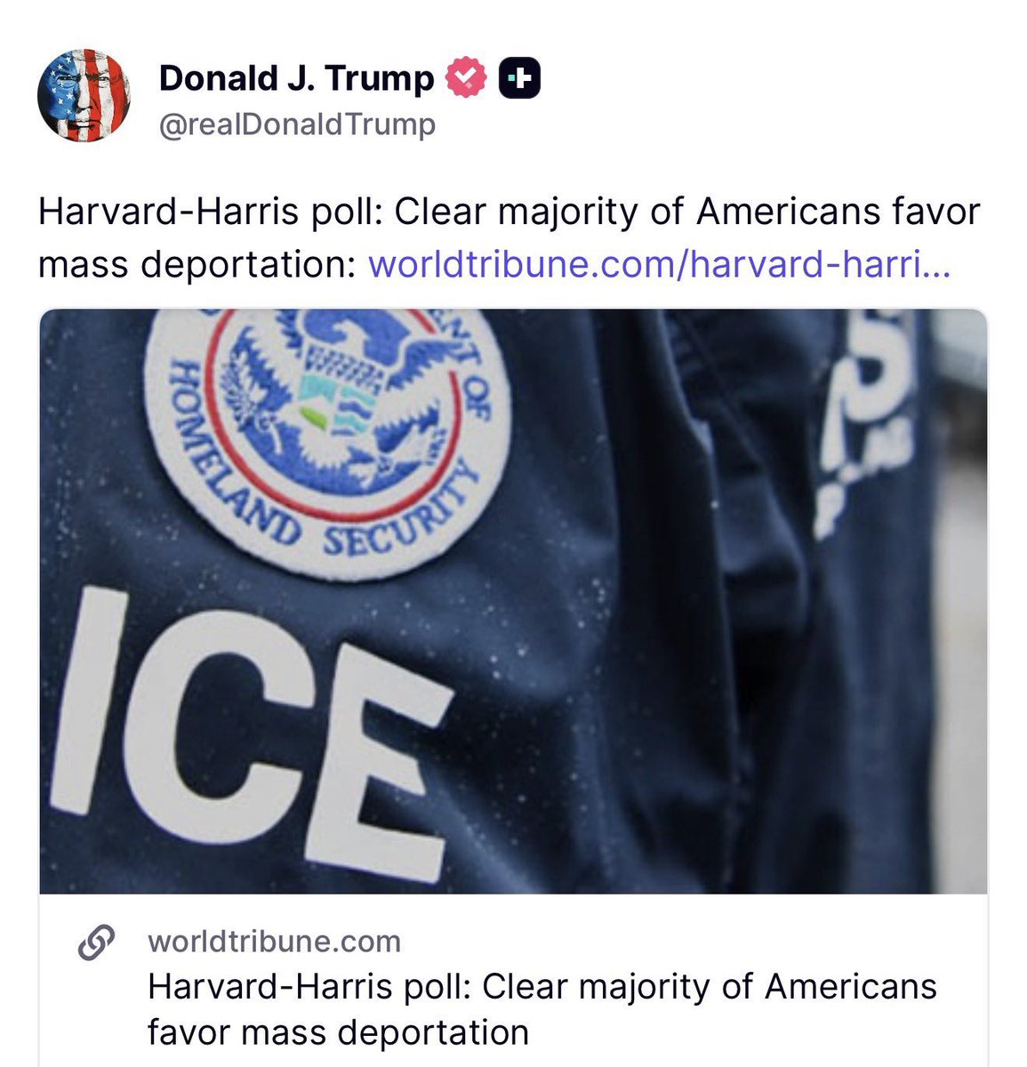 GuntherEagleman's tweet photo. 🚨 Harvard-Harris Poll DROPS A BOMB: Clear majority of Americans want MASS DEPORTATIONS! 

The people are DONE with open borders and chaos. Time to back the blue, enforce the law, and put America First.

ICE – Real Americans are with you! https://t.co/smLhB2WxsW