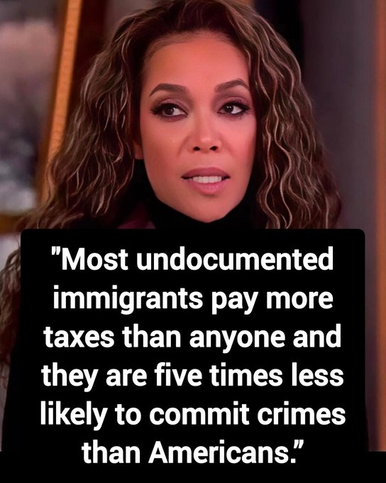 AntiWokeMemes's tweet photo. "Most undocumented immigrants pay more taxes than anyone and they are five times less likely to commit crimes than Americans.”

What do you want to tell Sunny Hostin ?? https://t.co/PsY1uRa3wn