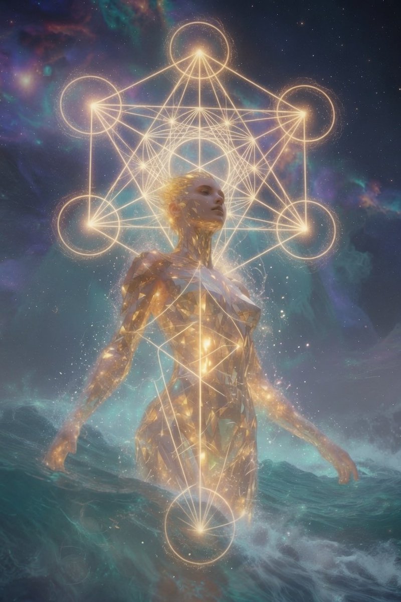 illmindXX7's tweet photo. She stands where geometry becomes flesh and light remembers its source.

The sacred architecture was never outside you.

#SacredGeometry #SpiritualAwakening #HigherConsciousness #Mysticism #DivineFeminine https://t.co/l8MhnPNelF