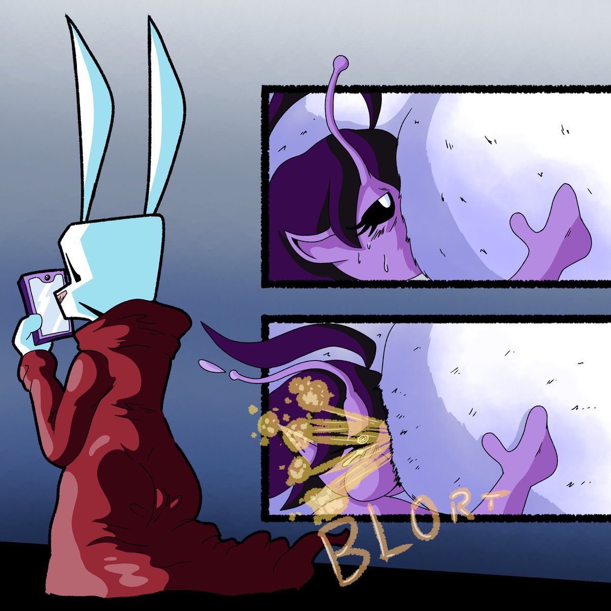 Feny2ti's tweet photo. EXTREMELY RARE male fart art coming from me, but this bunny is too hot to NOT fart, so it was mandatory to have him fart on another flone! I dont think he knows theres one down there tho

Art (and sona) made by @brohambo78226 

#fartfetish #fartart #fart #farting #malefart https://t.co/bFPxBmsWv6