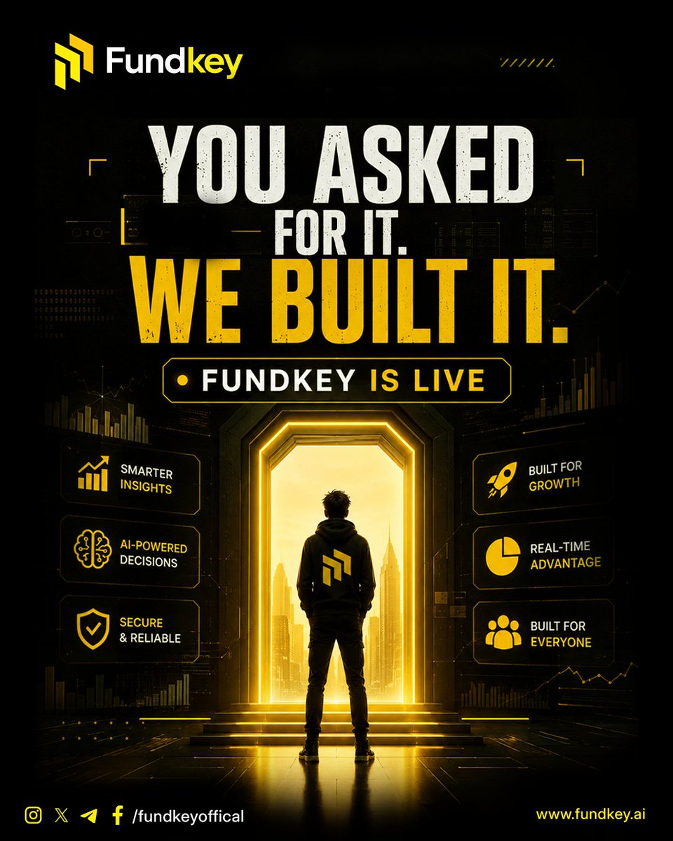 fundkeyofficial's tweet photo. 🔨 You Asked For It. We Built It.
Every message. Every question. Every "when is it coming?" — we heard it all. 👂

And instead of answering... we built. 🧠⚙️

Fundkey Pre-Launch is NOW LIVE. 🚀
🔹 You asked for intelligence — the engine never sleeps
🔹 You asked for access — the doors are open
🔹 You asked "when?" — the answer is NOW
This isn't just a launch. It's a reply to every single one of you. 💙

💬 Was it worth the wait? Tell us in ONE emoji 👇
🌐 https://t.co/0N1L3sZ64R

#Fundkey #YouAskedWeBuilt #PreLaunchLive