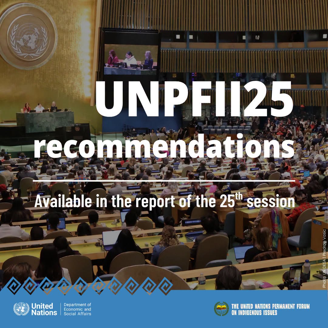 UNVFIP's tweet photo. The #UNPFII25 brought together Indigenous Peoples, States, and UN agencies.

The outcome: key recommendations to guide the UN system in implementing the Declaration on the Rights of Indigenous Peoples

📄 https://t.co/uGbSQkX2Cj

#WeAreIndigenous https://t.co/MDGAw4qh5h