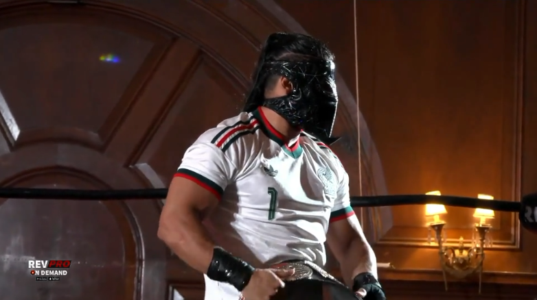 Fightful's tweet photo. Bandido trolled the RevPro crowd.

England plays Mexico in the World Cup today. 

🤣 https://t.co/9AaBcWRa7x