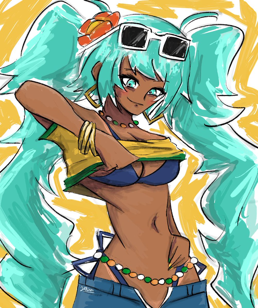 Jetiss009's tweet photo. Vamos BRASIL!!!🇧🇷 Miku 
#miku #brazilianmiku #brazilmiku https://t.co/ohOZn6450n