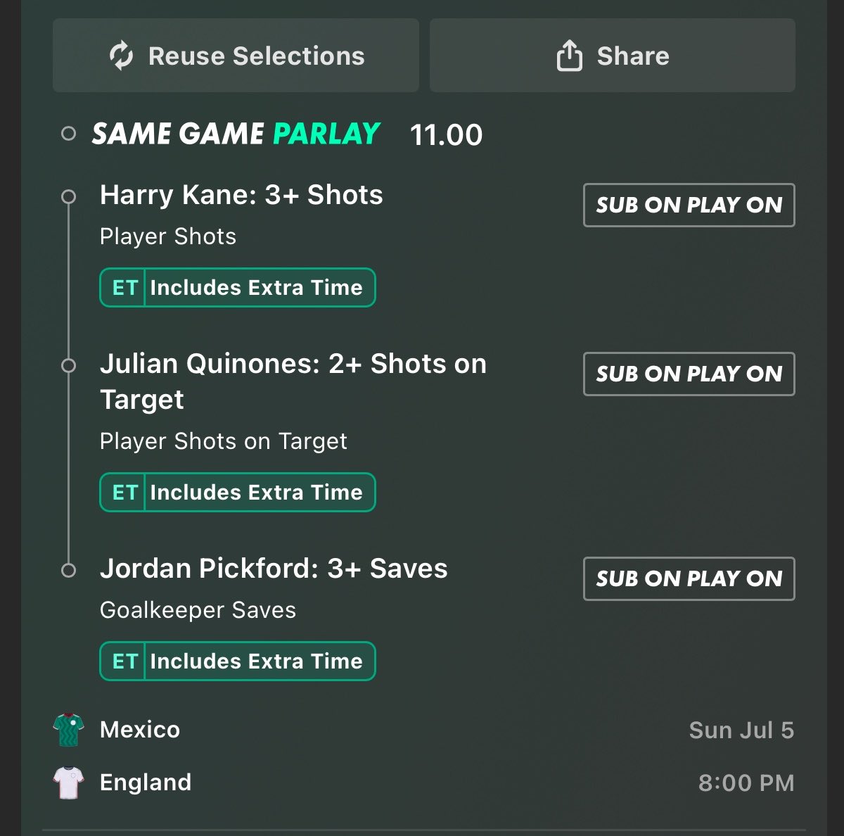 Dehkunle's tweet photo. Today’s picks look like free money to me 

Harry Kane will do what he does best 
Pickford will be tested 
Quinones will shoot lights out https://t.co/ap297FYdnw