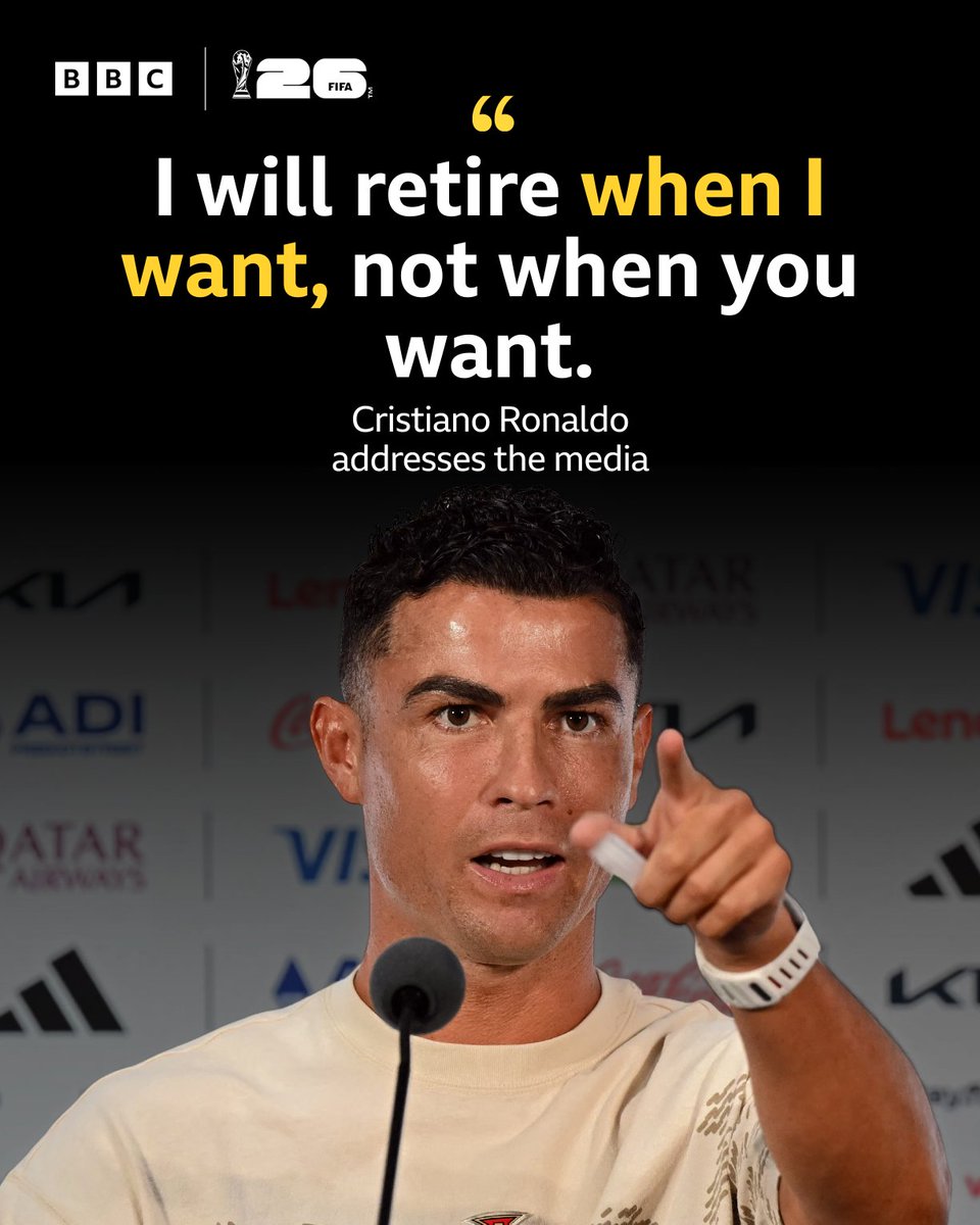 BBCSport's tweet photo. The Portugal star has announced this WILL be his last World Cup... but he's not finished yet 🇵🇹💪 https://t.co/59hX76mMsx