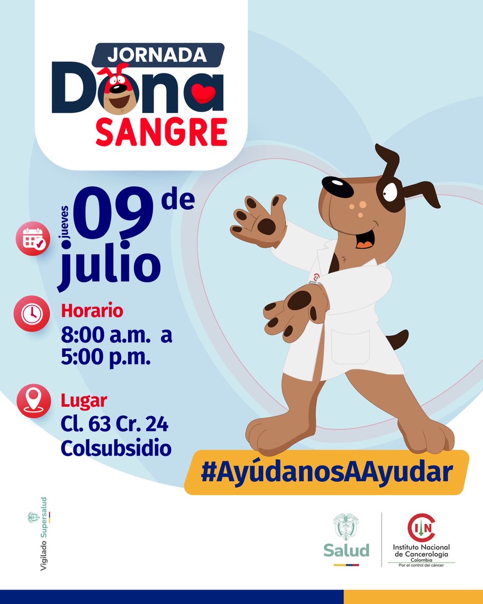 INCancerologia's tweet photo. Cada donación de sangre es una oportunidad para que un paciente con cáncer continúe su tratamiento y mantenga viva la esperanza.

📍Del 6 al 11 de julio estaremos en diferentes puntos de Bogotá. Acércate al lugar más cercano y ❤️ dona sangre. Dona esperanza. https://t.co/PWjRltUquz