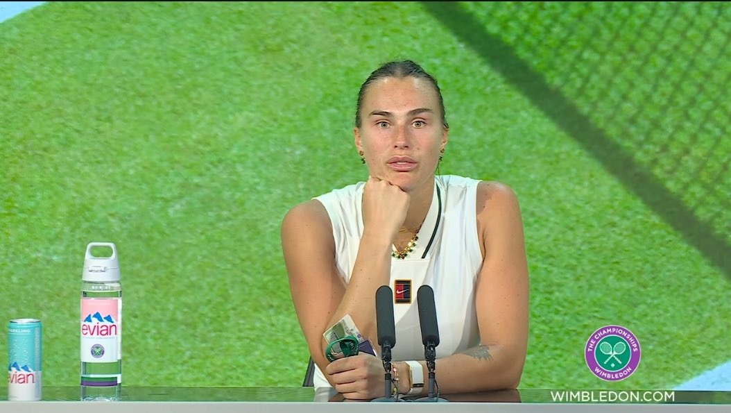 TheTennisLetter's tweet photo. Aryna Sabalenka says she didn’t play her best, and Naomi Osaka played probably her best tennis

“Obviously I’m not happy with the way I played. But she overpowered me. I feel like it was an incredible level from her. I tried my best. Unfortunately not this year.”

“I didn’t play my best. And she played probably her best. Sometimes that happens. Sometimes you go out there and do everything you can and still lose the match. I’m not really happy. Well done for Naomi and wishing her the best.”

(via Wimbledon Press)