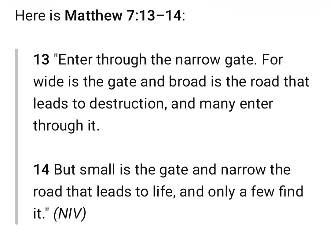 Tom017483's tweet photo. @ajeee_22132 Sorry those who convert to islam never read their bible neither understand God properly, and keep boasting bcz you can't do that in the afterlife since Jesus said, narrow is the path for heaven and only few enter into it. https://t.co/vtGqJa2tuG