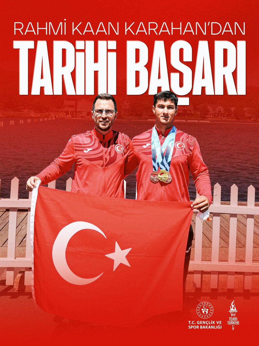 OA_BAK's tweet photo. RAHMİ KAAN KARAHAN’DAN TARİHİ BAŞARI!🇹🇷

2026 ICF Kano Sprint Gençler ve U23 Dünya Şampiyonası’nı 1 altın ve 2 bronz madalya ile tamamlayarak, Türk kano tarihinin en büyük uluslararası başarılarından birine imza atan sporcumuz Rahmi Kaan Karahan’ı kutluyorum.🥇🥉👏🏼 https://t.co/LU4ejwEEtZ