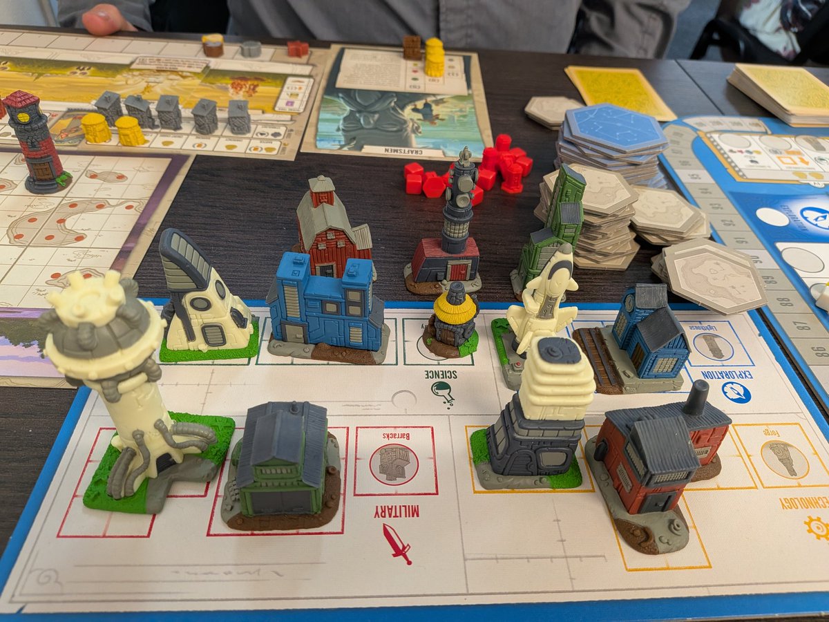 RickTheChief's tweet photo. This Sunday we played Goblin Laundromat, Go, American Rails, Sanibel, Twilight Struggle, Tapestry, Ark Nova, Fields of Green, Tower of Babel, Mafia Blitz and Sounds Fishy. https://t.co/05v7nsmJyU