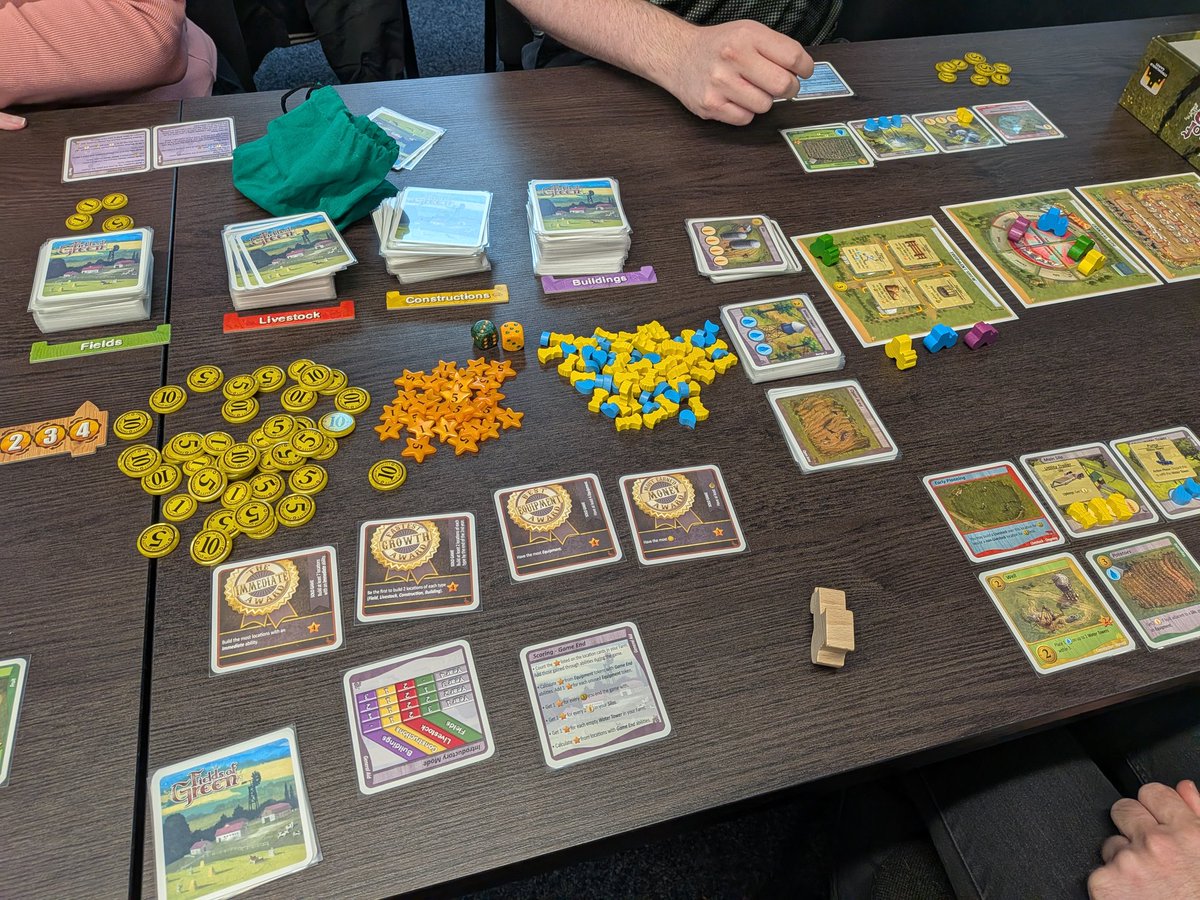 RickTheChief's tweet photo. This Sunday we played Goblin Laundromat, Go, American Rails, Sanibel, Twilight Struggle, Tapestry, Ark Nova, Fields of Green, Tower of Babel, Mafia Blitz and Sounds Fishy. https://t.co/05v7nsmJyU