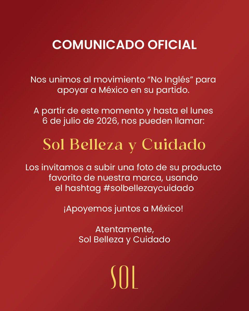 DOLLBEAUTY01's tweet photo. Porque el orgullo también se expresa en nuestro idioma. 🇲🇽
Desde hoy y hasta el lunes, llámanos Sol Belleza y Cuidado y comparte tu producto favorito con #solbellezaycuidado. 🤍 https://t.co/OkPm4xV1KU