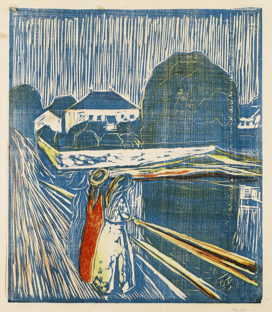 artistmunch's tweet photo. The Girls on the Bridge, 1918 #artbots #munch https://t.co/TU8hdSQhKI