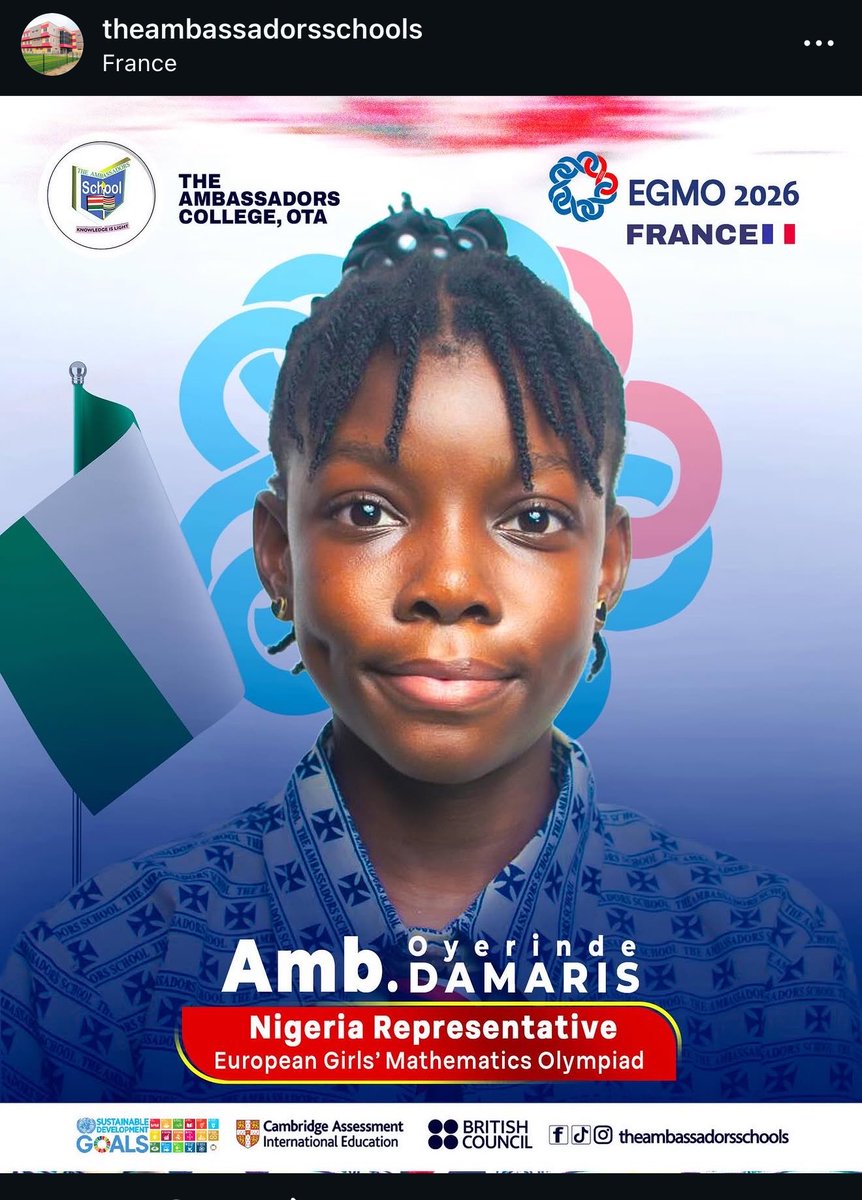 de_generalnoni's tweet photo. Ambassador School, Ota, Ogun State, took one of its students to France in April this year for the same competition.

Now, in July, they are in Rome for the same program that Alex is currently attending, with four students. In fact, Ambassador School, Ota, Ogun State, took 16 students to the competition in Rome.

As the Yoruba say, "The biggest drum makes the loudest noise." So, should Abike Dabiri also mention the 16 students, @ruffydfire?