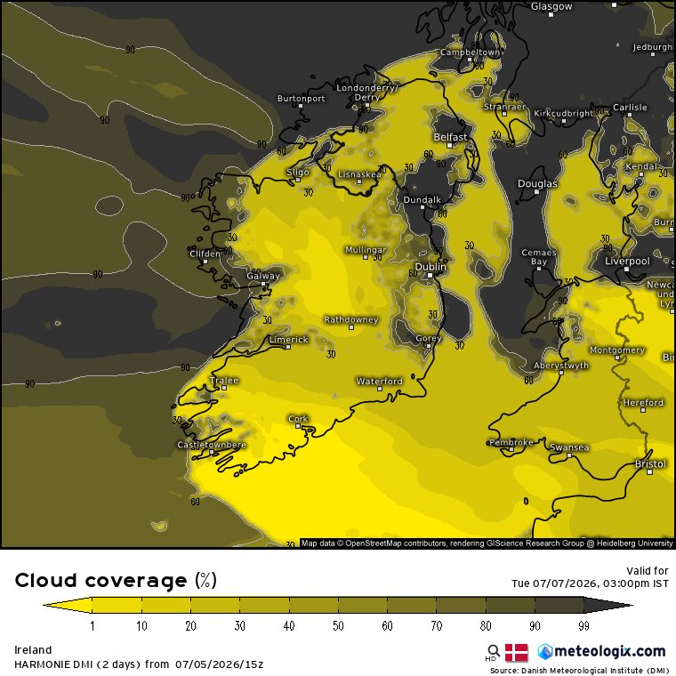 CarlowWeather's tweet photo. Sunny spells for a few more areas Monday, by Tuesday afternoon even parts of West and North will see sunny spells. Getting progressively warmer as we go through the week and up to 28c possible by Friday and that could continue into next weekend. https://t.co/mTNE56oBRe