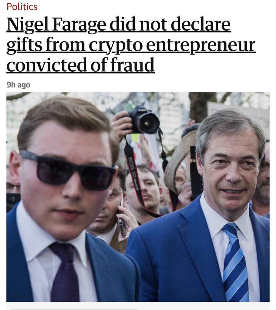 ThatTimWalker's tweet photo. At what point does the disgrace of Farage become the disgrace of the entire Brexit project? https://t.co/TyKXLBO3Zn