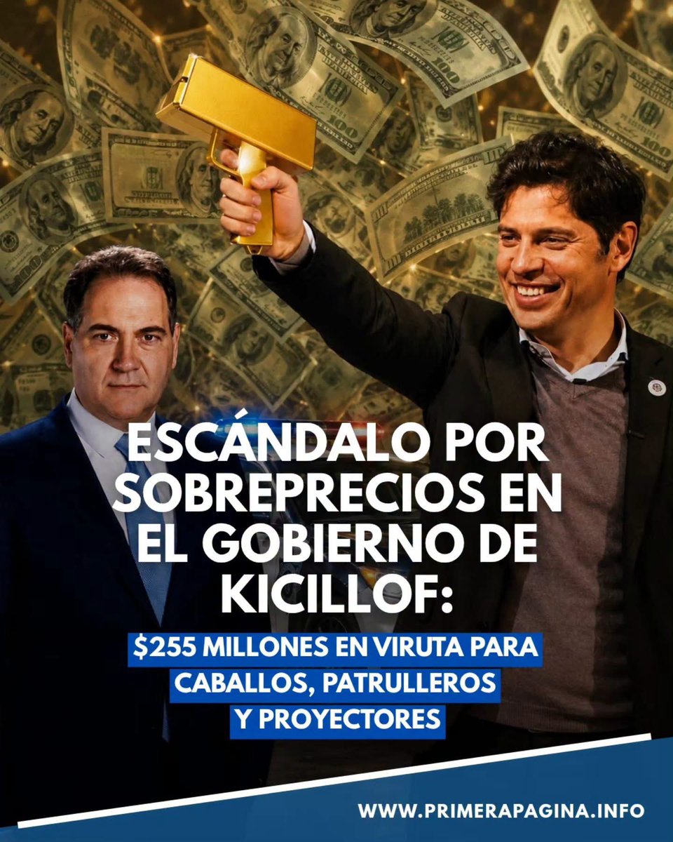 mavica7's tweet photo. El escandaloso festival de los sobreprecios K.

Mientras a vos te revientan a impuestos, en la Provincia de Axel Kicillof armaron un negocio redondo. El Ministerio de Seguridad paga 255 palos por viruta para equinos (120% de sobreprecio), ignoran a la Justicia por el curro de los patrulleros, compran autos oficiales con 40% de remarco y gastan $18 millones en un proyector. Leé la radiografía completa del saqueo bonaerense en el link de nuestra bio y enterate cómo se patinan tu plata.