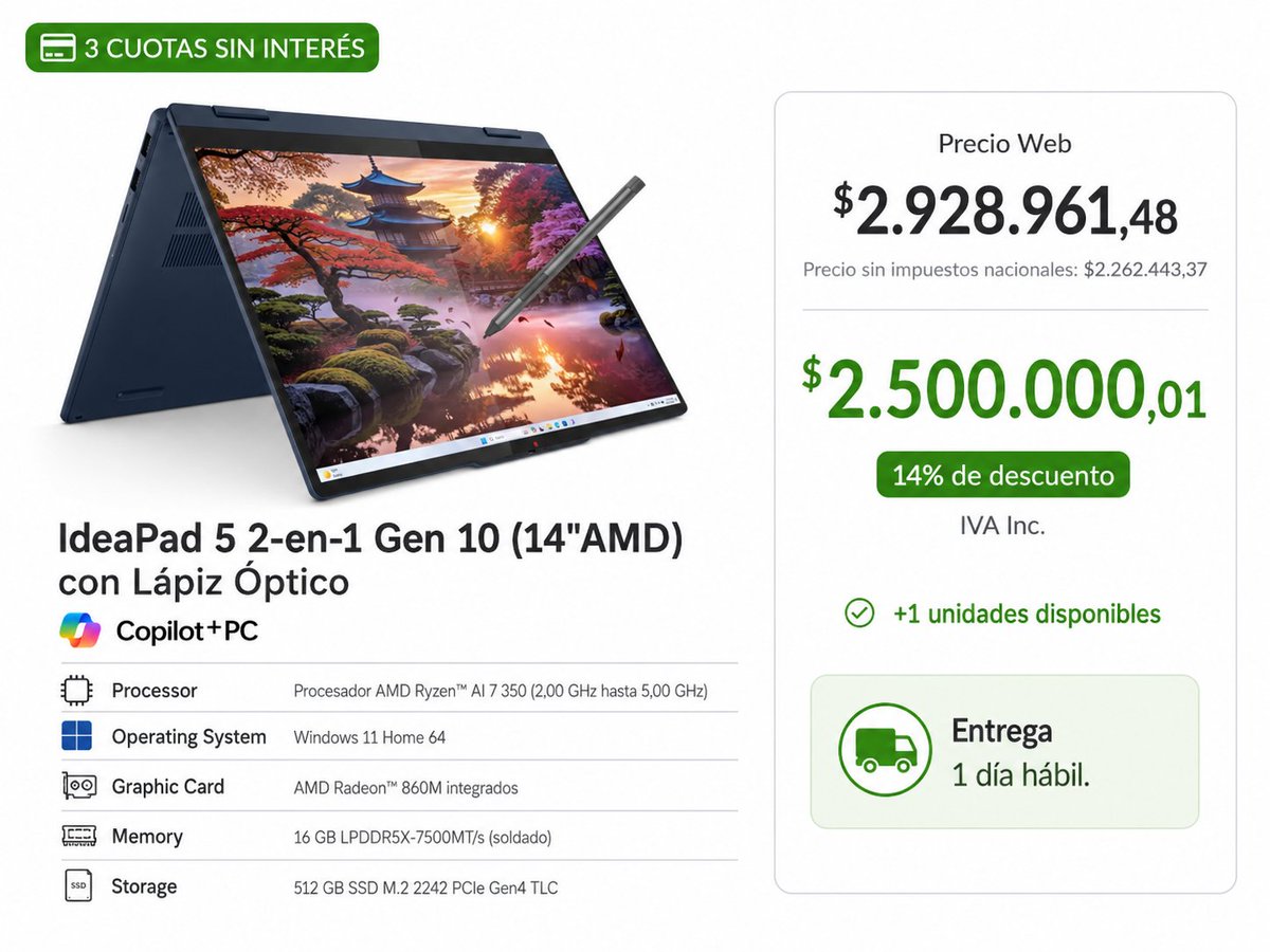 DeRiverPlate_'s tweet photo. @sudanalytics_ Nada que ver pero si, estoy tratando de vivir de Lenovo Argentina. Por si a algún platudo le sirve. Ofertas válidas hasta el 31/07.
👉 https://t.co/cKf5ZDI2lO https://t.co/4JQC1uhtV1