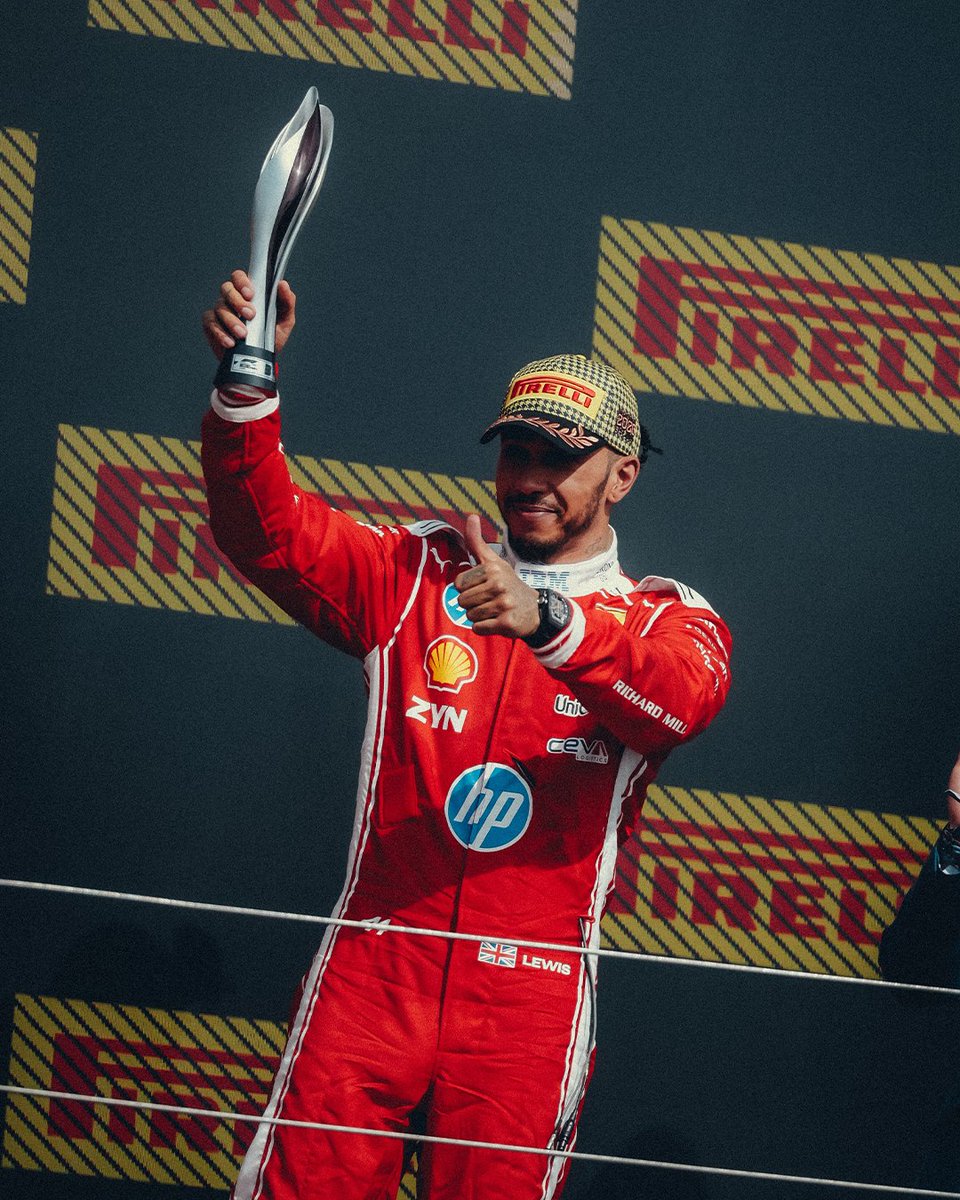 ScuderiaFerrari's tweet photo. That’s a 16th podium at home for LH ❤️🏡 https://t.co/iOx8COIaZ6
